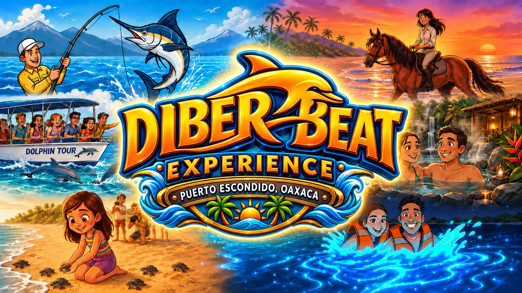 Experiencias de Daiber Beats: pesca, delfines, caballos, aguas termales, tortugas y bioluminiscencia